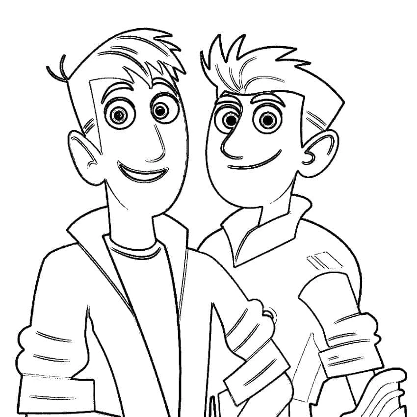 Wild Kratts boyama sayfası – kolay boyama, eğitici aktivite