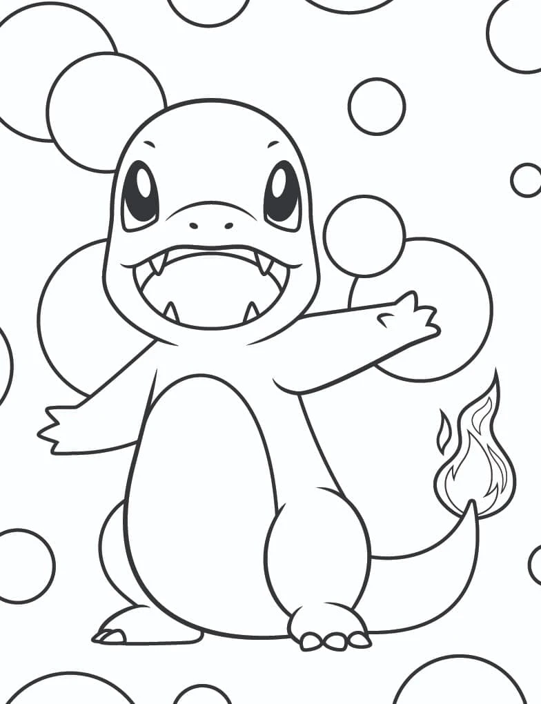 Charmander boyama sayfası – keyifli zaman, renkli çizimler