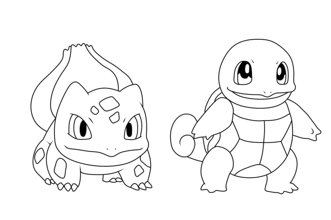 Squirtle boyama sayfası – basit çizim, kolay boyama