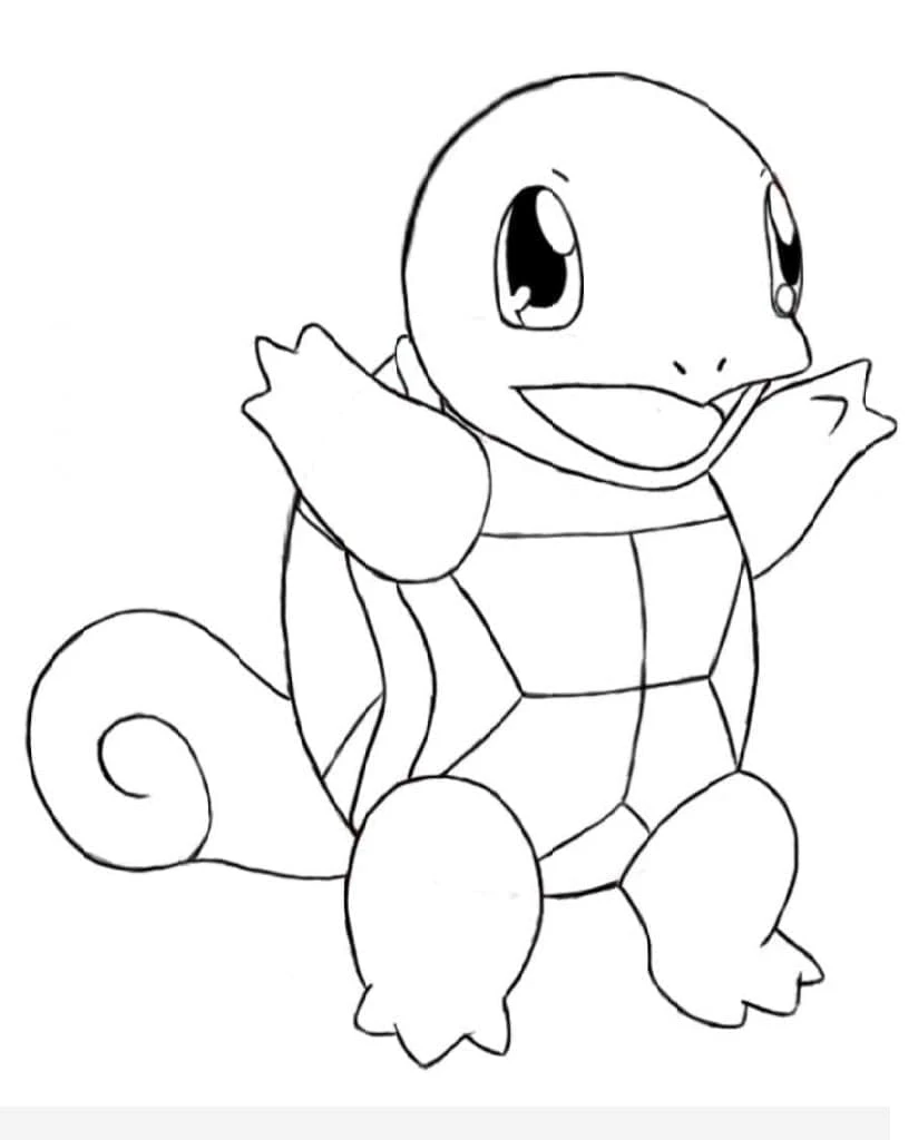 Squirtle boyama sayfası – eğlenceli etkinlik, el becerilerini geliştirir
