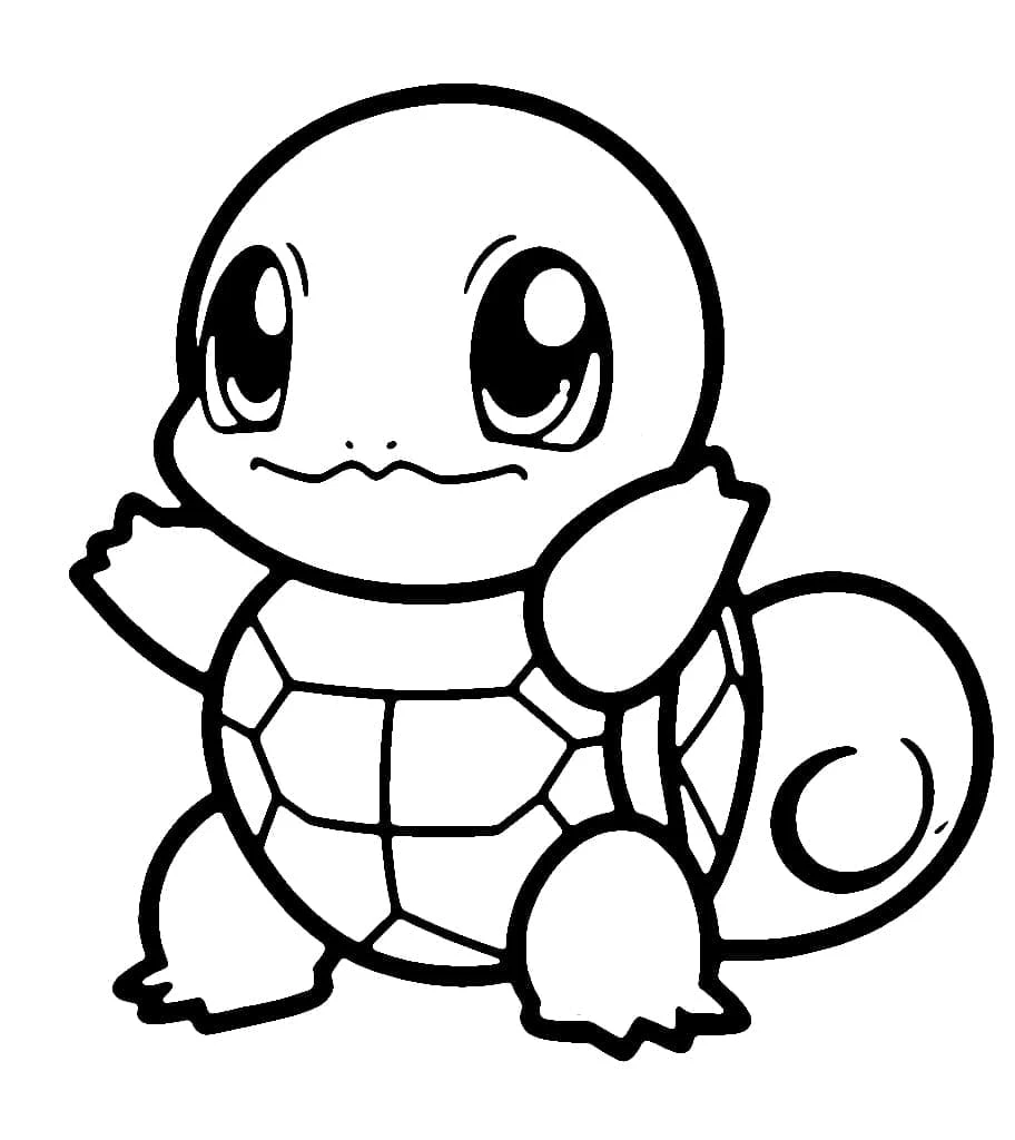Squirtle boyama sayfası – sevimli karakter, sanatsal çalışma