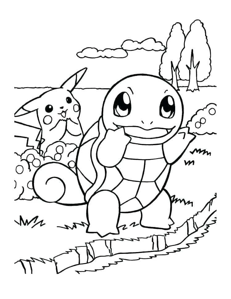 Squirtle boyama sayfası – el becerilerini geliştirir, boyama çalışması
