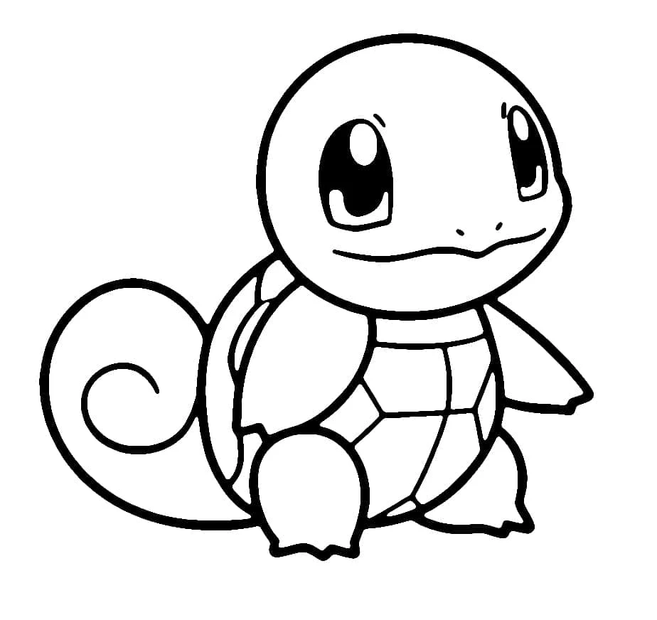Squirtle boyama sayfası – basit çizim, kolay boyama
