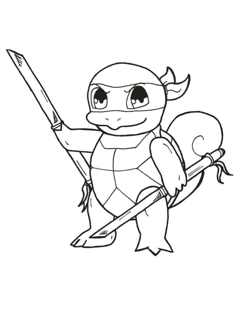 Squirtle boyama sayfası – renkli çizimler, okul öncesi