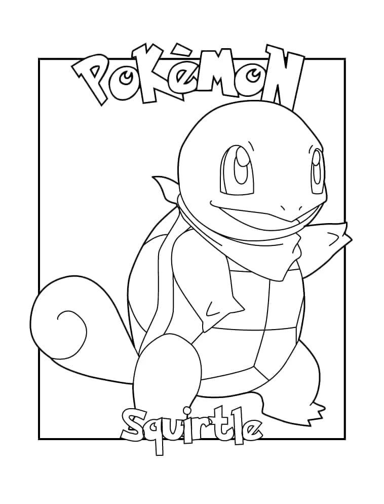 Squirtle boyama sayfası – sevimli karakter, sanatsal çalışma