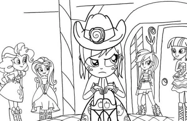 Equestria Girls boyama sayfası – sevimli karakter, sanatsal çalışma