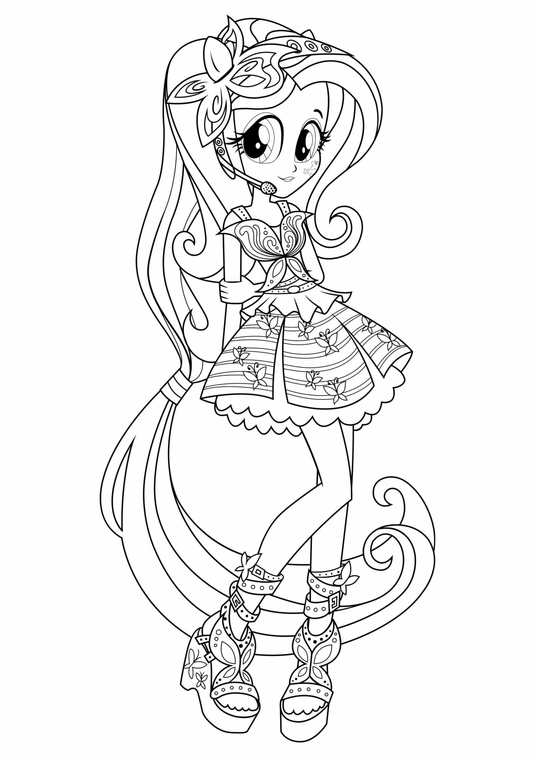 Equestria Girls boyama sayfası – sanatsal çalışma, çocuklar için