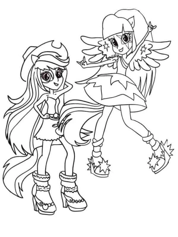 Equestria Girls boyama sayfası – basit çizim, kolay boyama