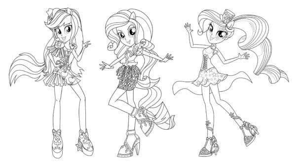 Equestria Girls boyama sayfası – eğlenceli etkinlik, el becerilerini geliştirir