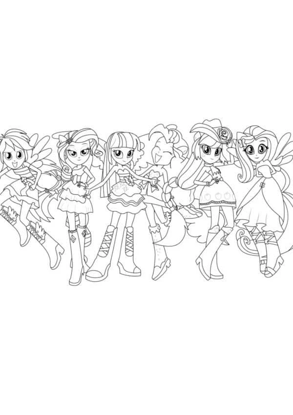 Equestria Girls boyama sayfası – okul öncesi, evde etkinlik