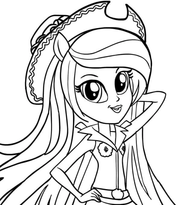 Equestria Girls boyama sayfası – sevimli karakter, sanatsal çalışma