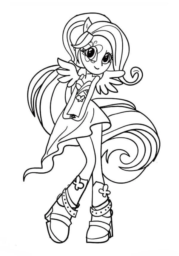 Equestria Girls boyama sayfası – çizgi film temalı, basit çizim