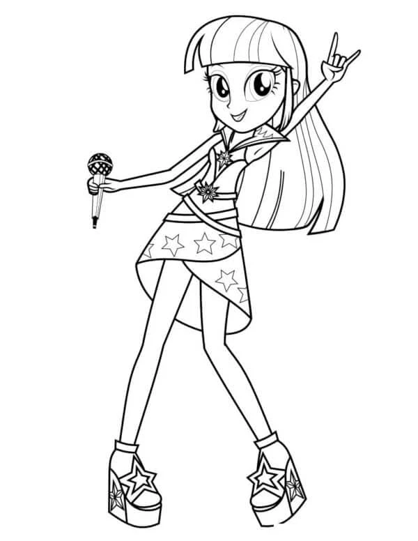 Equestria Girls boyama sayfası – kolay boyama, eğitici aktivite