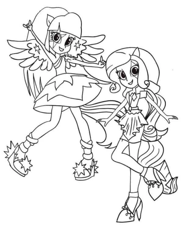 Equestria Girls boyama sayfası – eğlenceli etkinlik, el becerilerini geliştirir