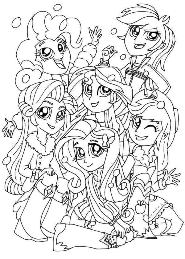 Equestria Girls boyama sayfası – yaratıcılığı geliştirir, keyifli zaman