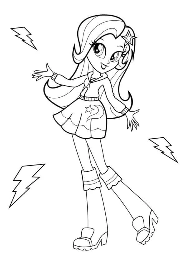 Equestria Girls boyama sayfası – el becerilerini geliştirir, boyama çalışması