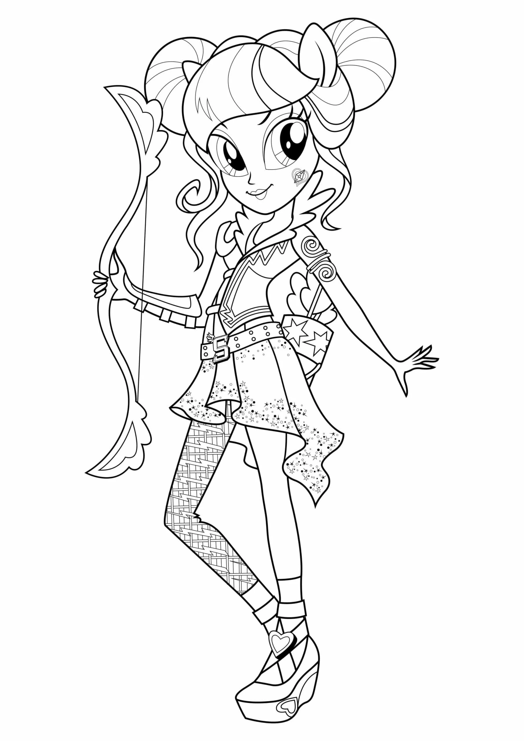 Equestria Girls boyama sayfası – çocuk aktivitesi, PDF indir