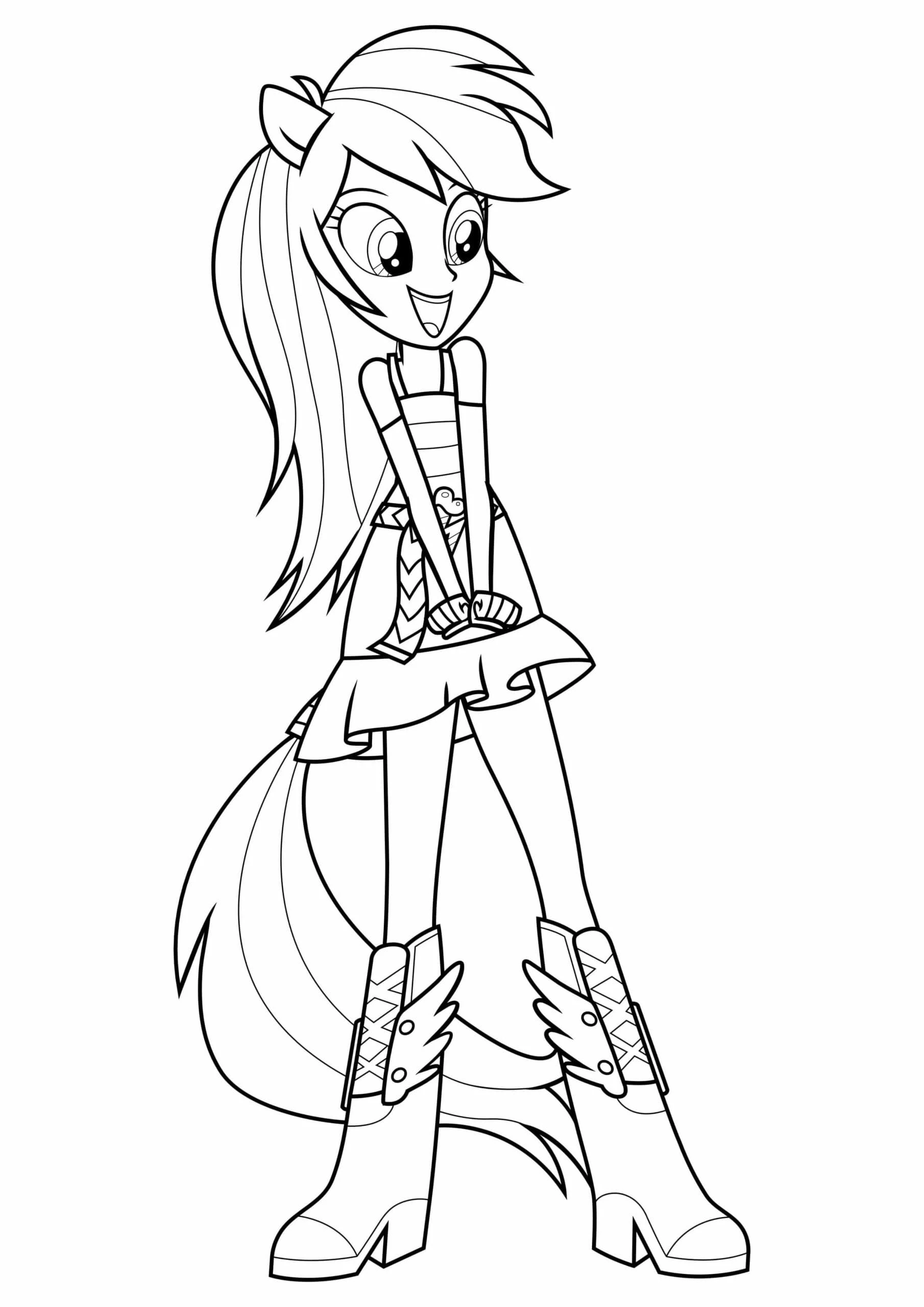 Equestria Girls boyama sayfası – basit çizim, kolay boyama