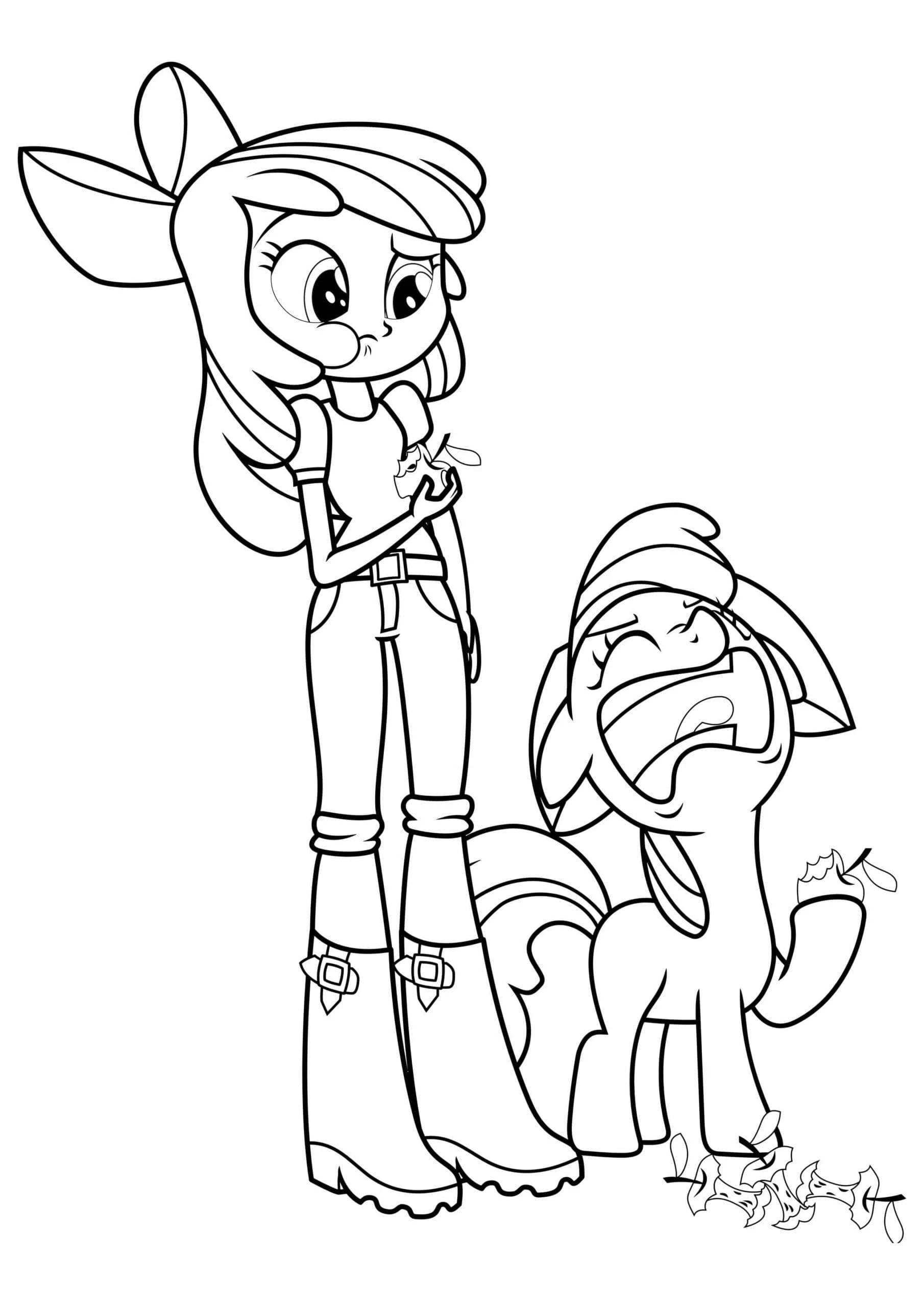 Equestria Girls boyama sayfası – sevimli karakter, sanatsal çalışma