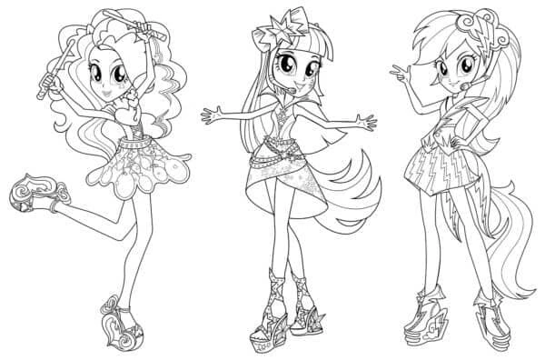 Equestria Girls boyama sayfası – el becerilerini geliştirir, boyama çalışması