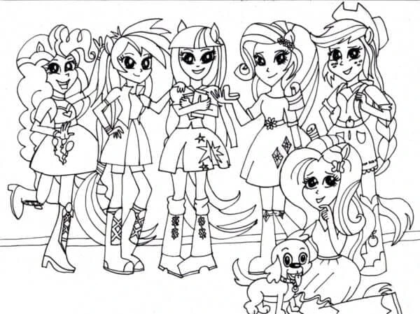 Equestria Girls boyama sayfası – yaratıcılık, eğlenceli etkinlik