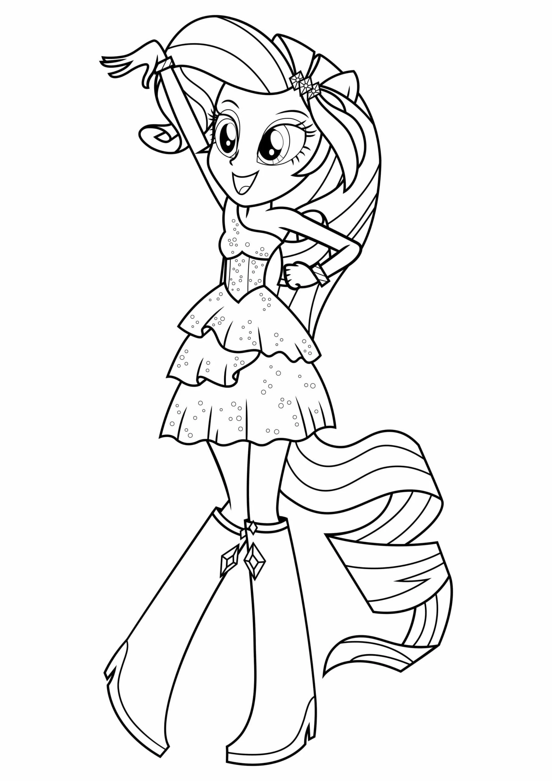 Equestria Girls boyama sayfası – renkli çizimler, okul öncesi