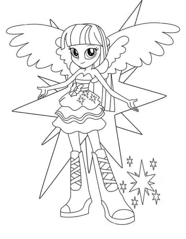 Equestria Girls boyama sayfası – el becerilerini geliştirir, boyama çalışması