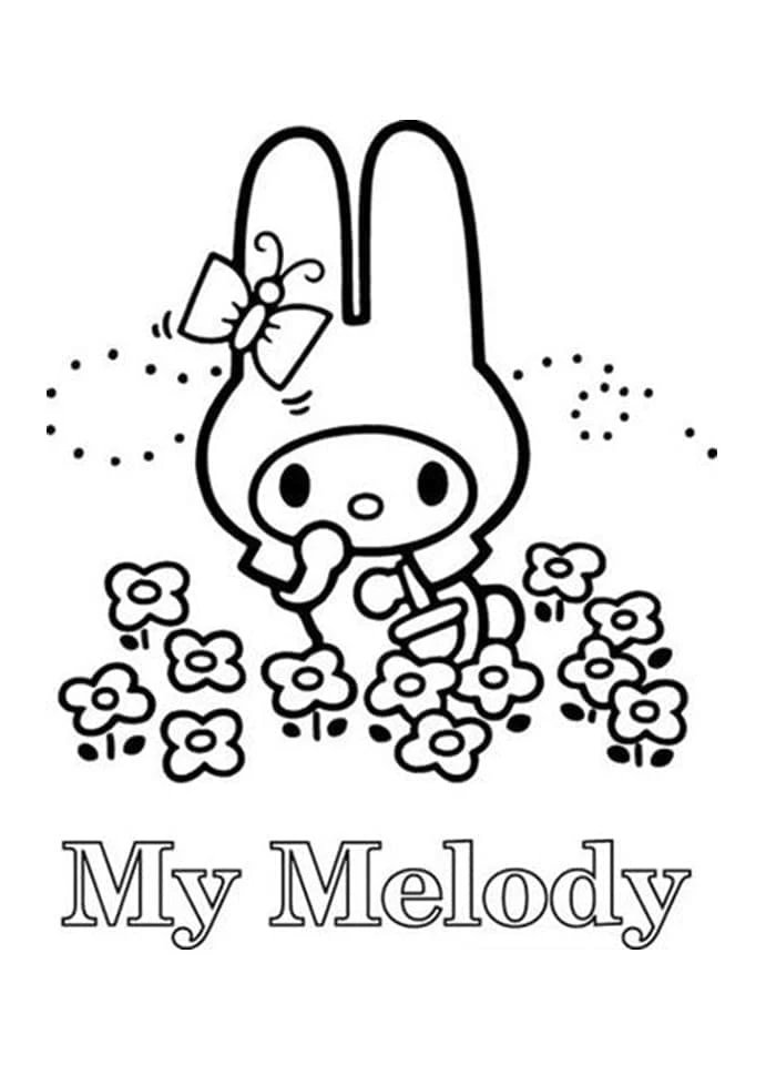 My Melody boyama sayfası – evde etkinlik, ücretsiz yazdır
