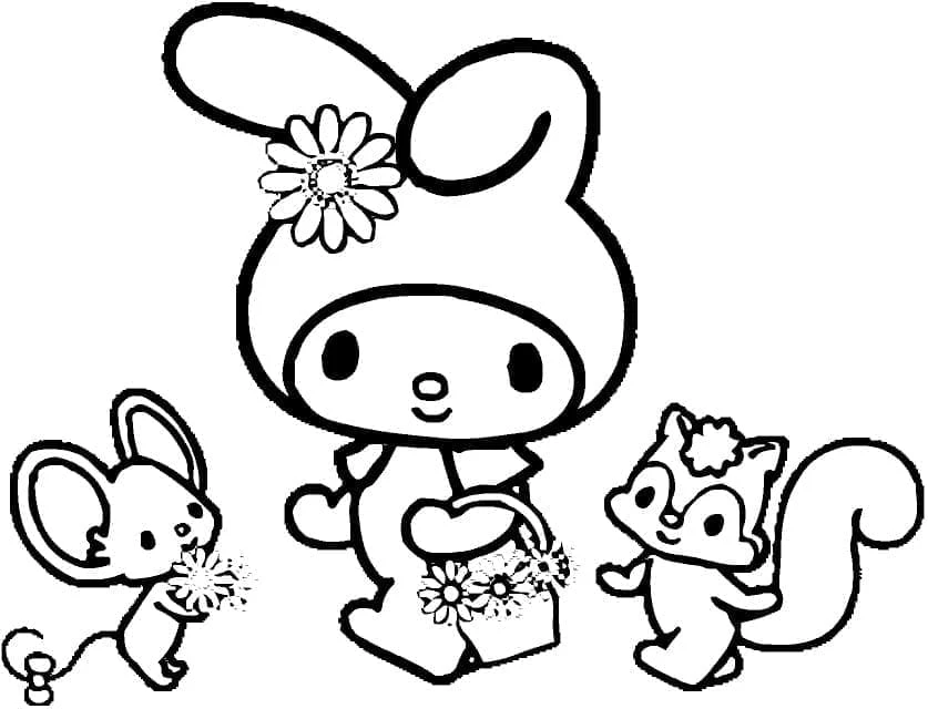 My Melody boyama sayfası – çocuk aktivitesi, PDF indir