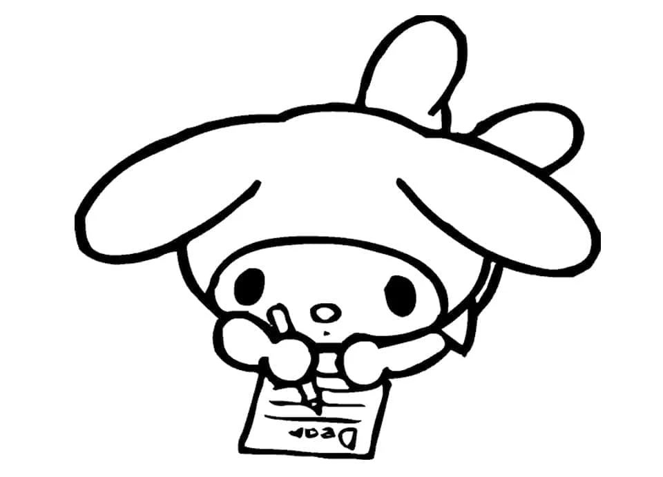 My Melody boyama sayfası – renkli çizimler, okul öncesi