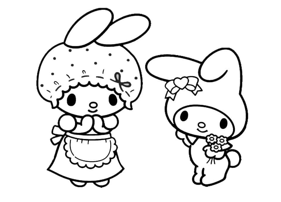 My Melody boyama sayfası – kolay boyama, eğitici aktivite