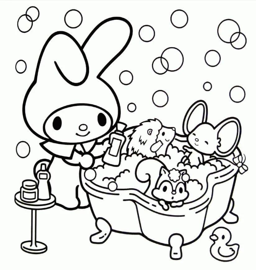 My Melody boyama sayfası – eğlenceli etkinlik, el becerilerini geliştirir