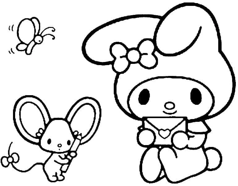 My Melody boyama sayfası – çizgi film temalı, basit çizim