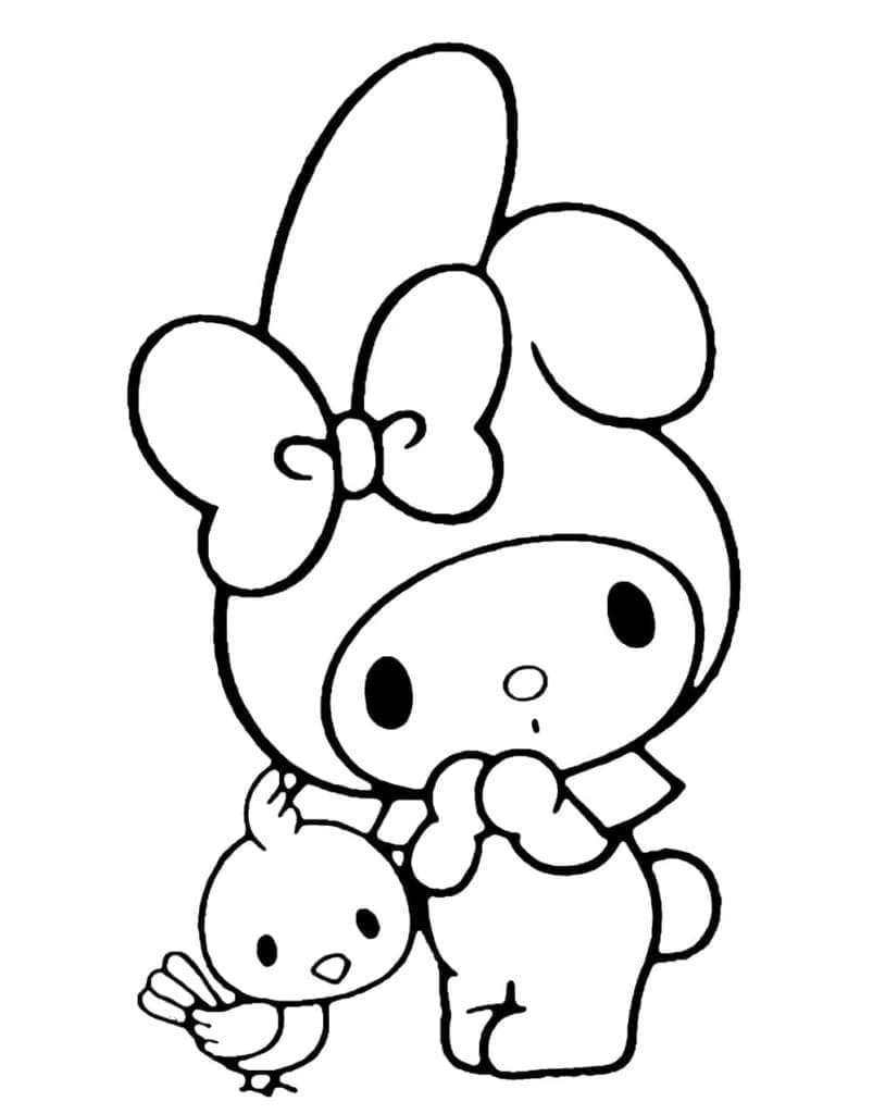 My Melody boyama sayfası – keyifli zaman, renkli çizimler