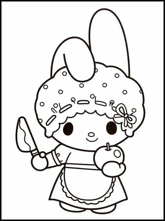 My Melody boyama sayfası – çocuk aktivitesi, PDF indir