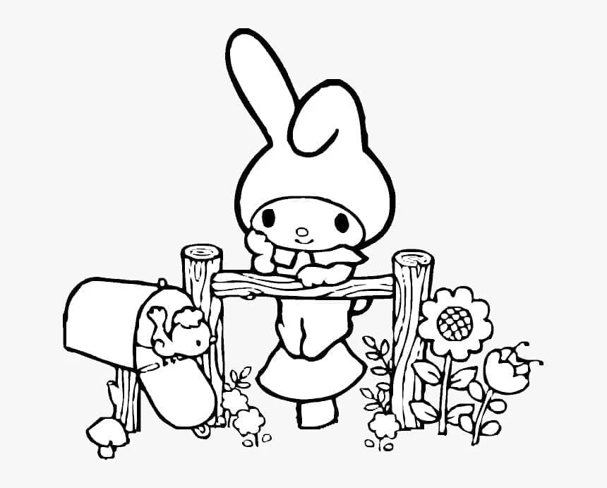 My Melody boyama sayfası – basit çizim, kolay boyama