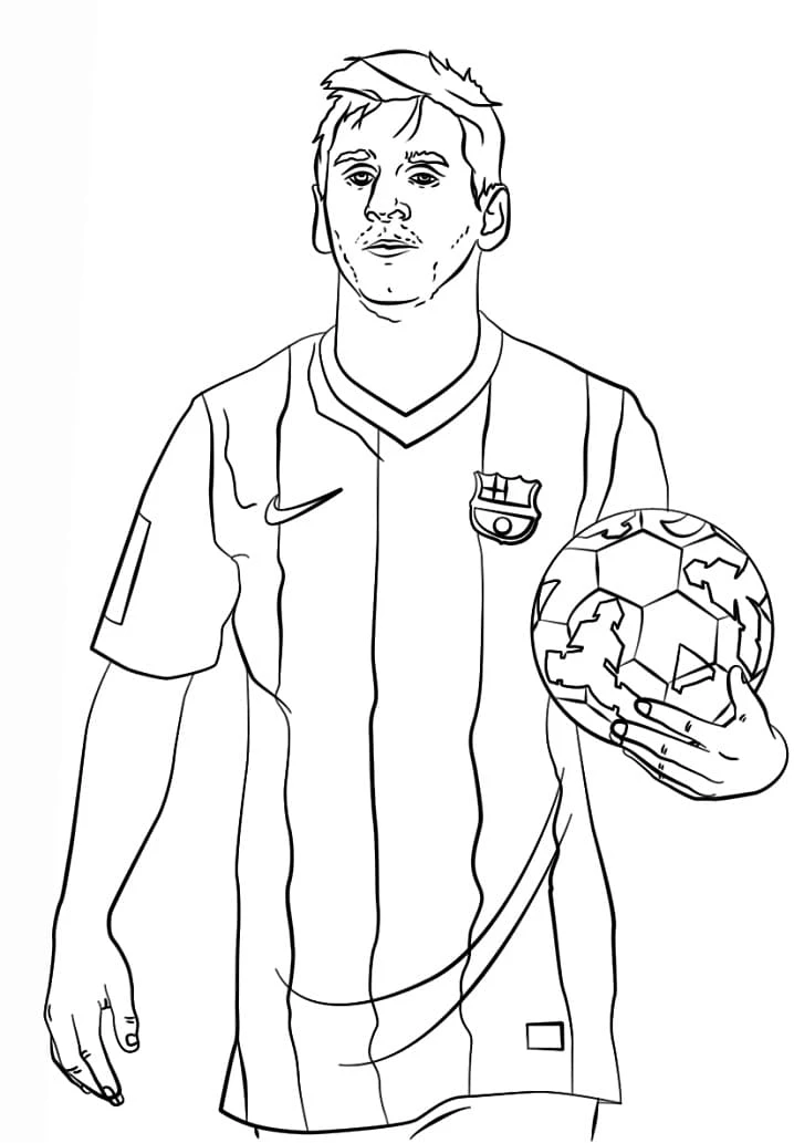 Lionel Messi boyama sayfası – kolay boyama, eğitici aktivite