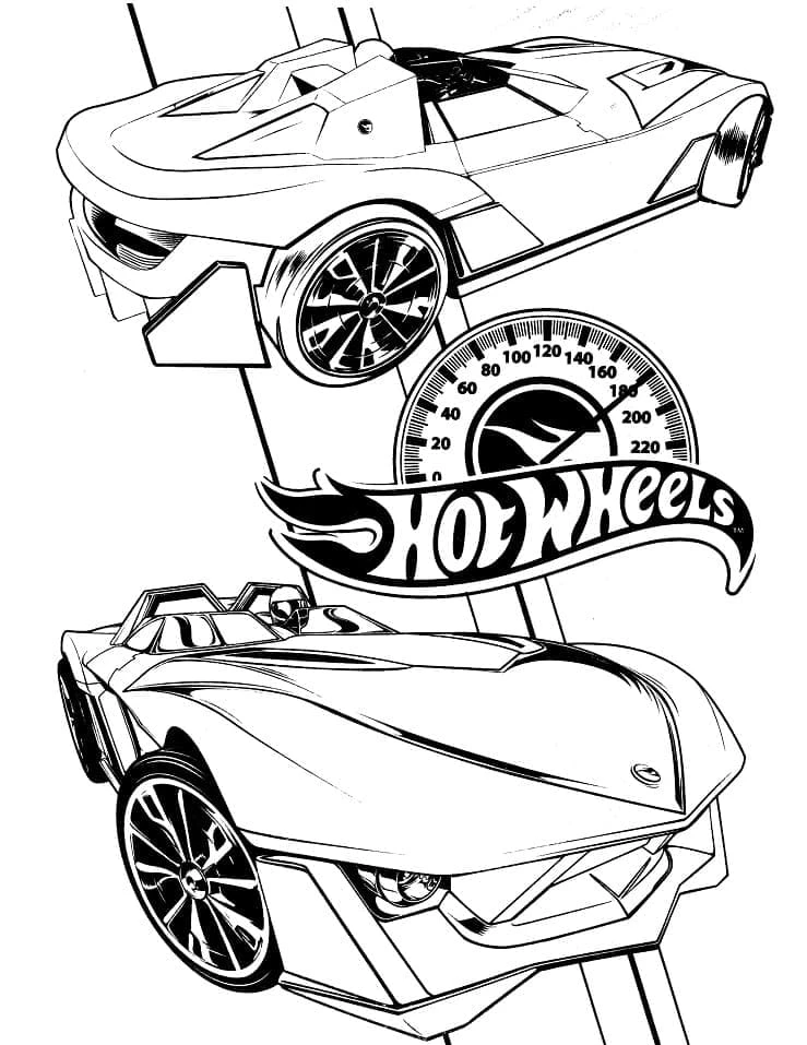 Hot Wheels boyama sayfası – el becerilerini geliştirir, boyama çalışması