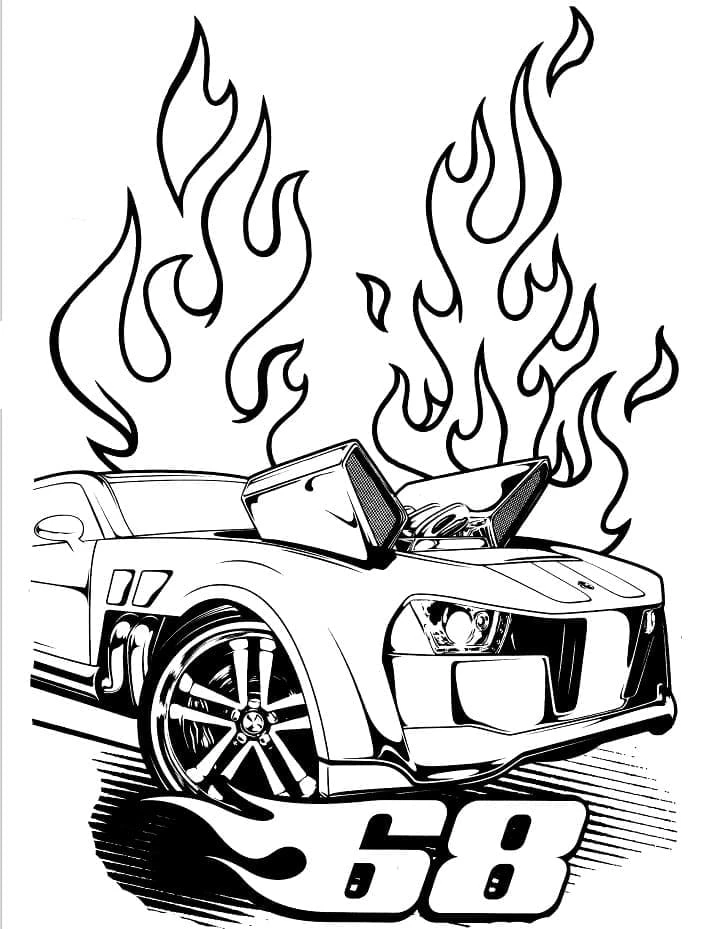 Hot Wheels boyama sayfası – eğitici aktivite, yaratıcılık