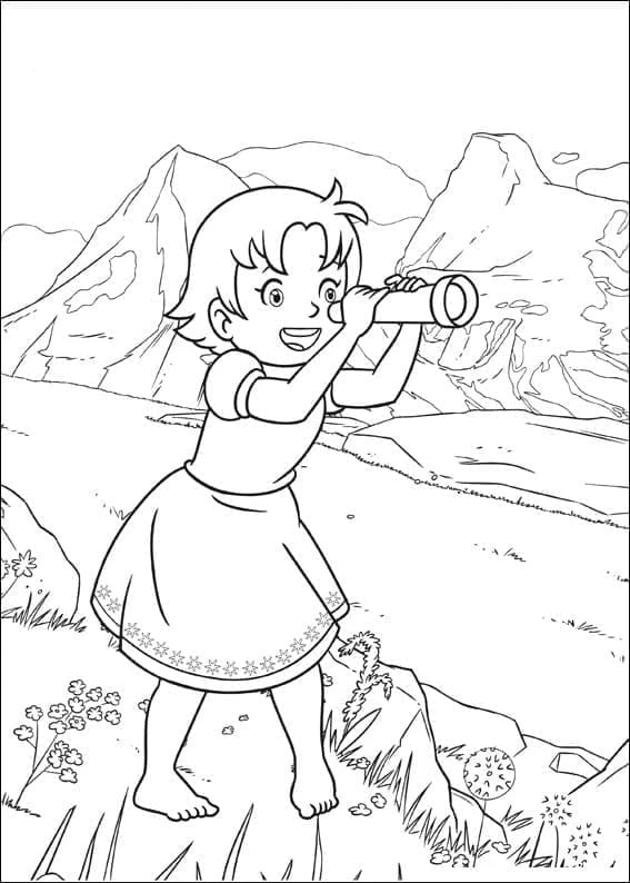 Heidi boyama sayfası – çocuklar için, çizgi film temalı