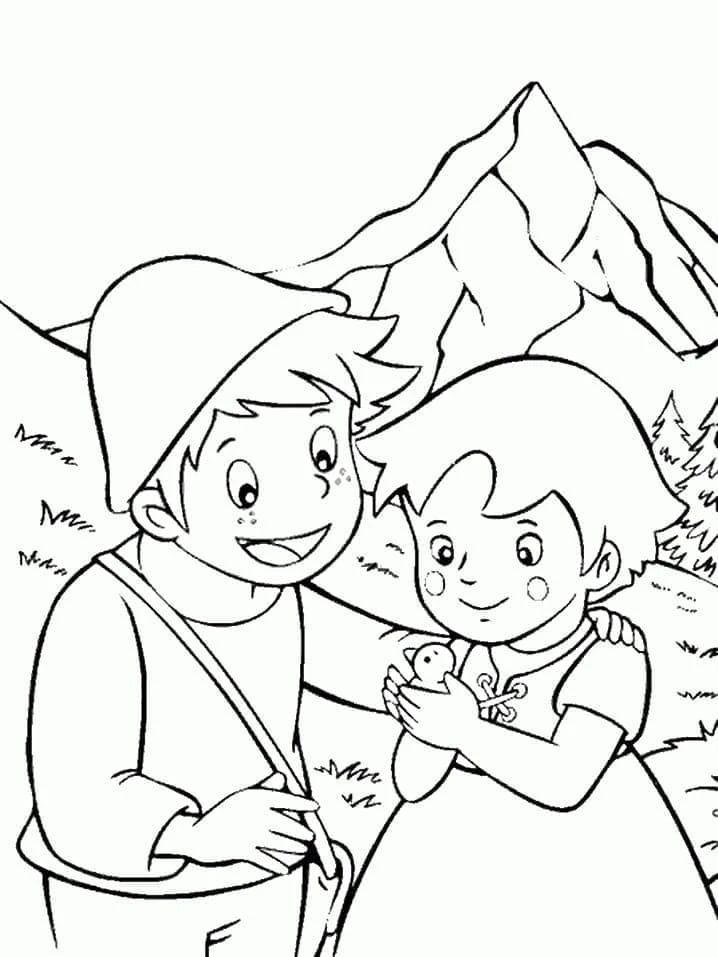 Heidi boyama sayfası – eğlenceli etkinlik, el becerilerini geliştirir