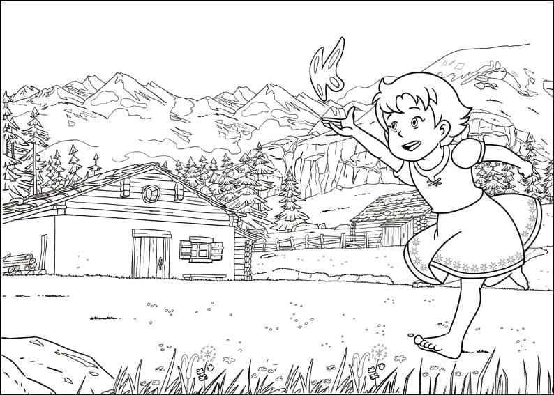 Heidi boyama sayfası – boyama çalışması, yaratıcılığı geliştirir