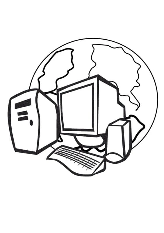 Bilgisayar boyama sayfası – çocuk aktivitesi, PDF indir
