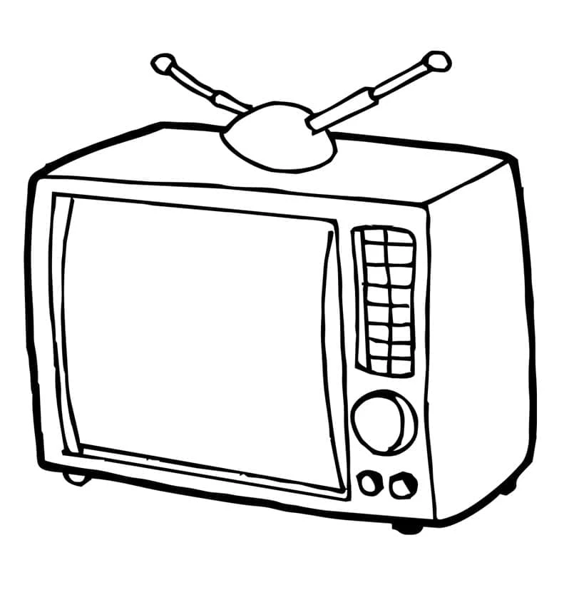 Televizyon boyama sayfası – çizgi film temalı, basit çizim