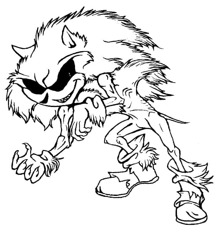 Sonic Exe boyama sayfası – çocuklar için, çizgi film temalı