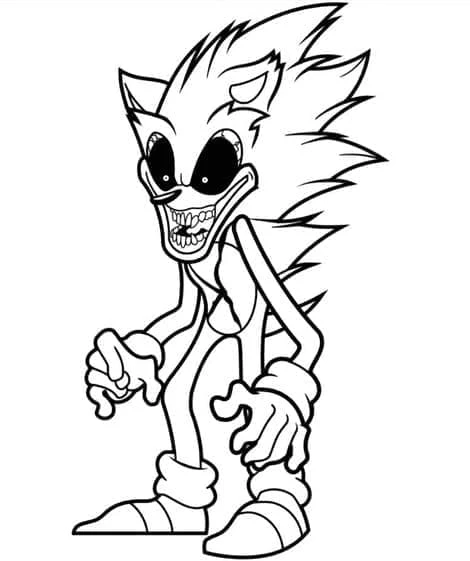 Sonic Exe boyama sayfası – kolay boyama, eğitici aktivite