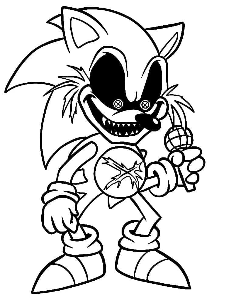 Sonic Exe boyama sayfası – okul öncesi, evde etkinlik