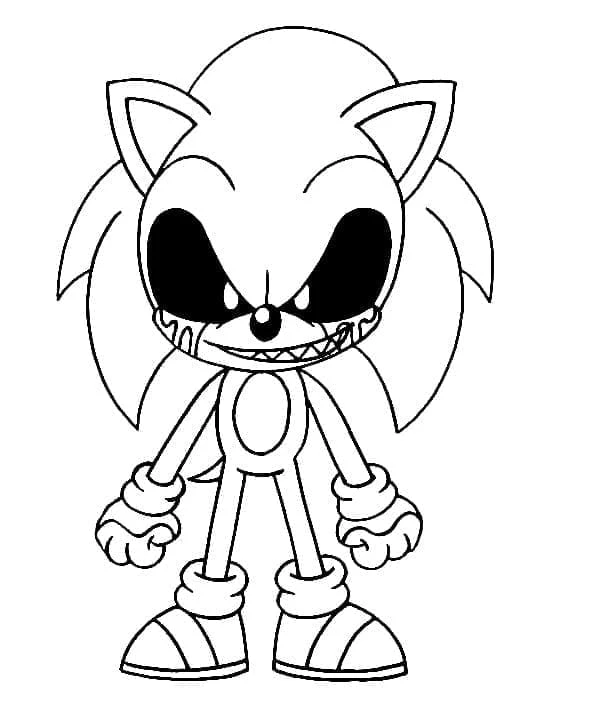 Sonic Exe boyama sayfası – sevimli karakter, sanatsal çalışma