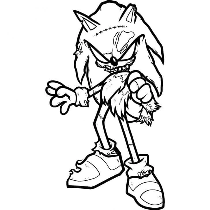 Sonic Exe boyama sayfası – eğitici aktivite, yaratıcılık