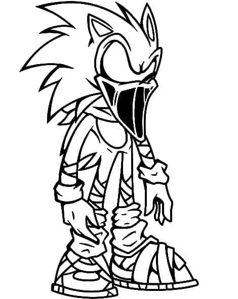 Sonic Exe boyama sayfası – çocuk aktivitesi, PDF indir